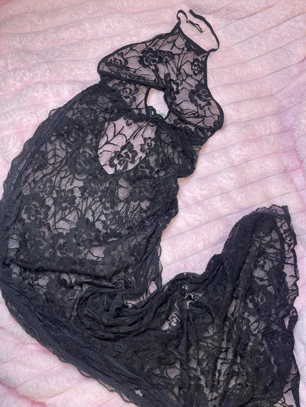 Black Lace Halter Nightgown - Women Intimates